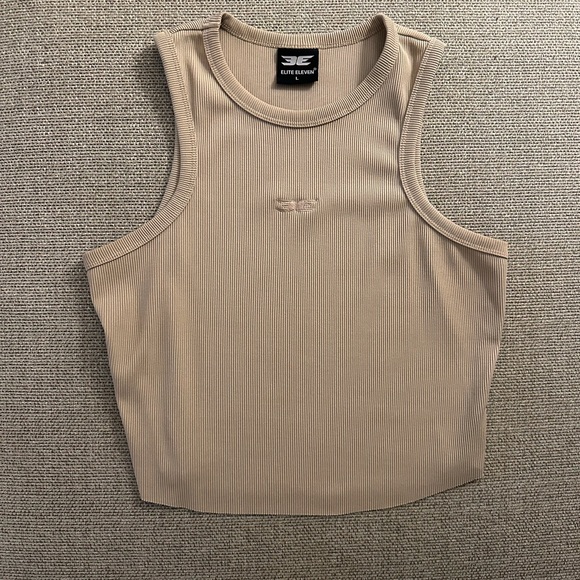 Tan Ribbed EliteEleven Women's Gym tank - Picture 1 of 3
